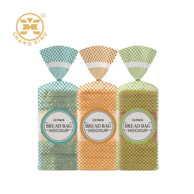 Eco Friendly Biodegradable Clear Printed Logo Bread Transparent Package Plastic Food Pouch Custom Bread Packaging Bags