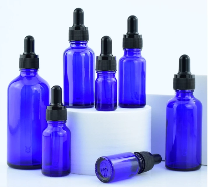 Blue 30ml Essential Oil Bottle with Dropper Empty Glass Bottles for Cosmetics and Subpacking Sample Essence
