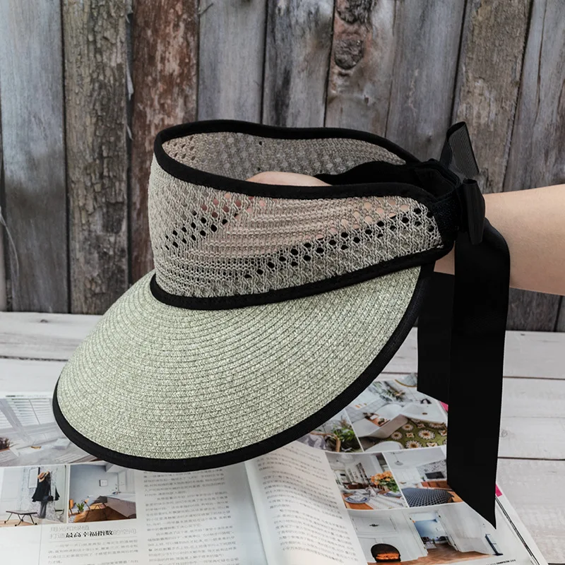 Понравлены женская шляпа с широкими полями Зонт защитой от солнечных лучей складная пляжная соломенная козырьком