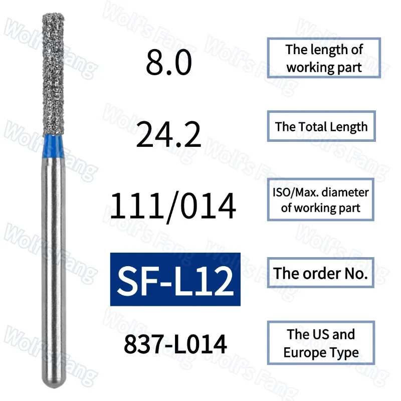 SF Type Standard Dental Diamond Burs FG High Speed Bur 1.6mm Dentistry Strawberries Drills Dentist Tools 10Pcs