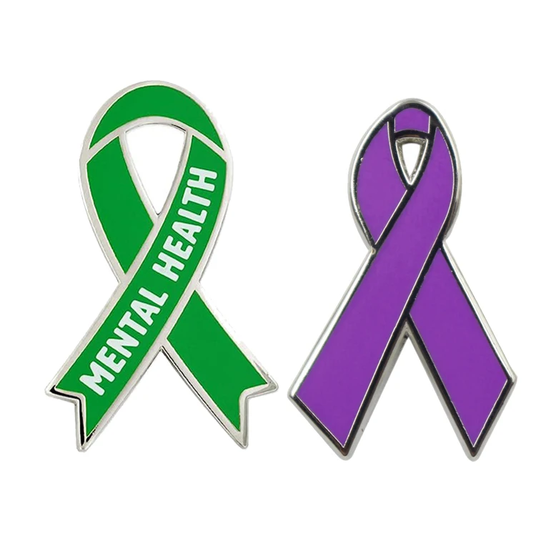 Caring for Women Breast Cancer Products Yellow Pink Ribbon Pin Badge Cancer Awareness Custom Pins Metal Logo Breast Cancer Pin