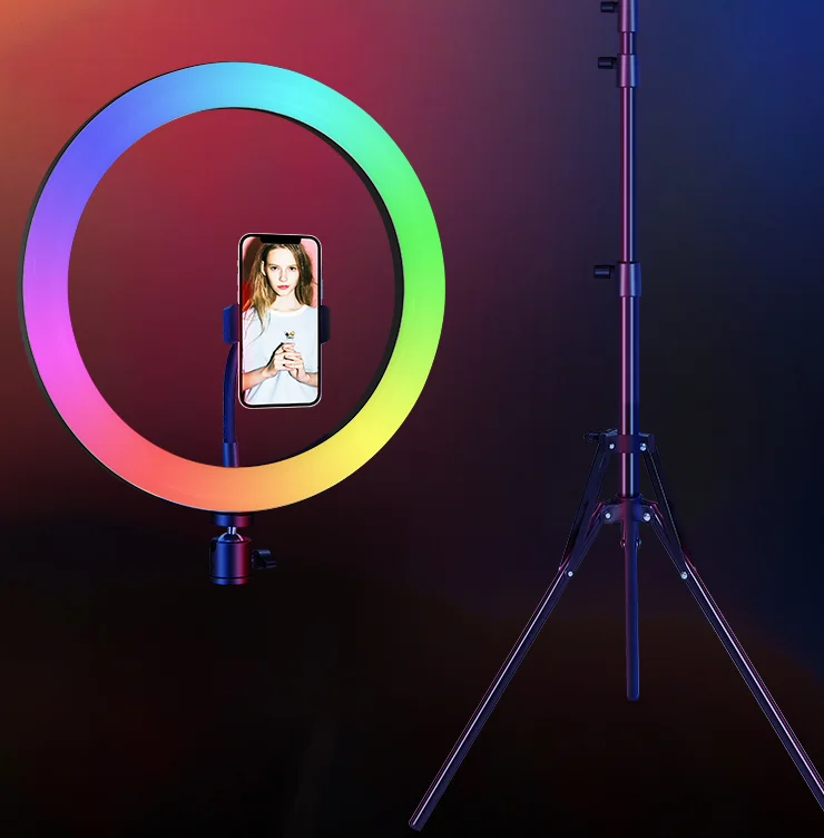  Biumart светодиодный кольцевой светильник Amazon горячая распродажа красота макияж RGB освещение для