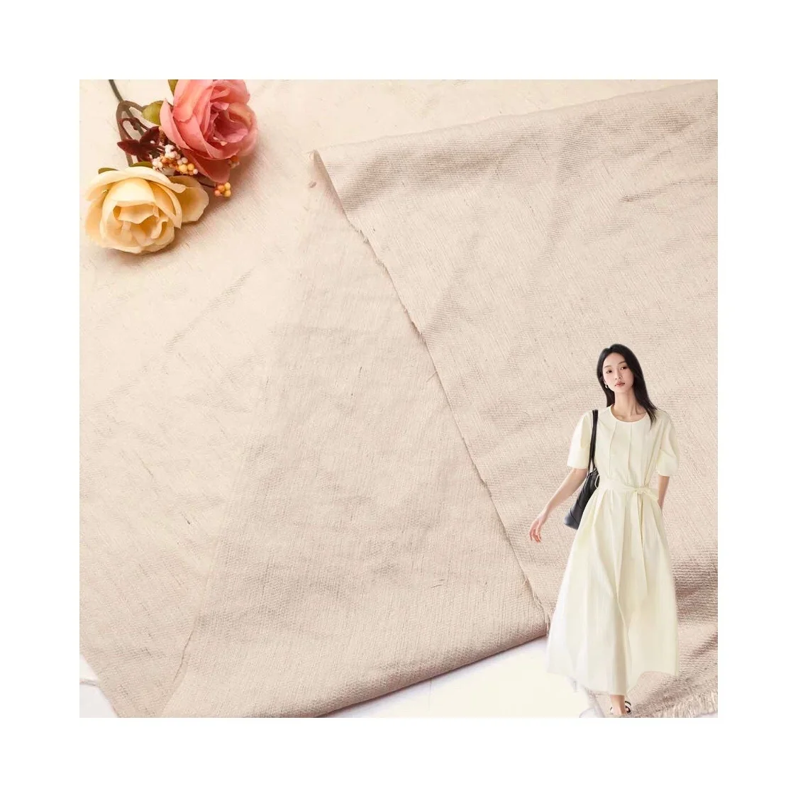 New Pattern 67%Rayon 21% Nylon 12% Linen Material Look Mix Gauze Woven Fabric Plain Shirt Fabric For Clothing Shirt