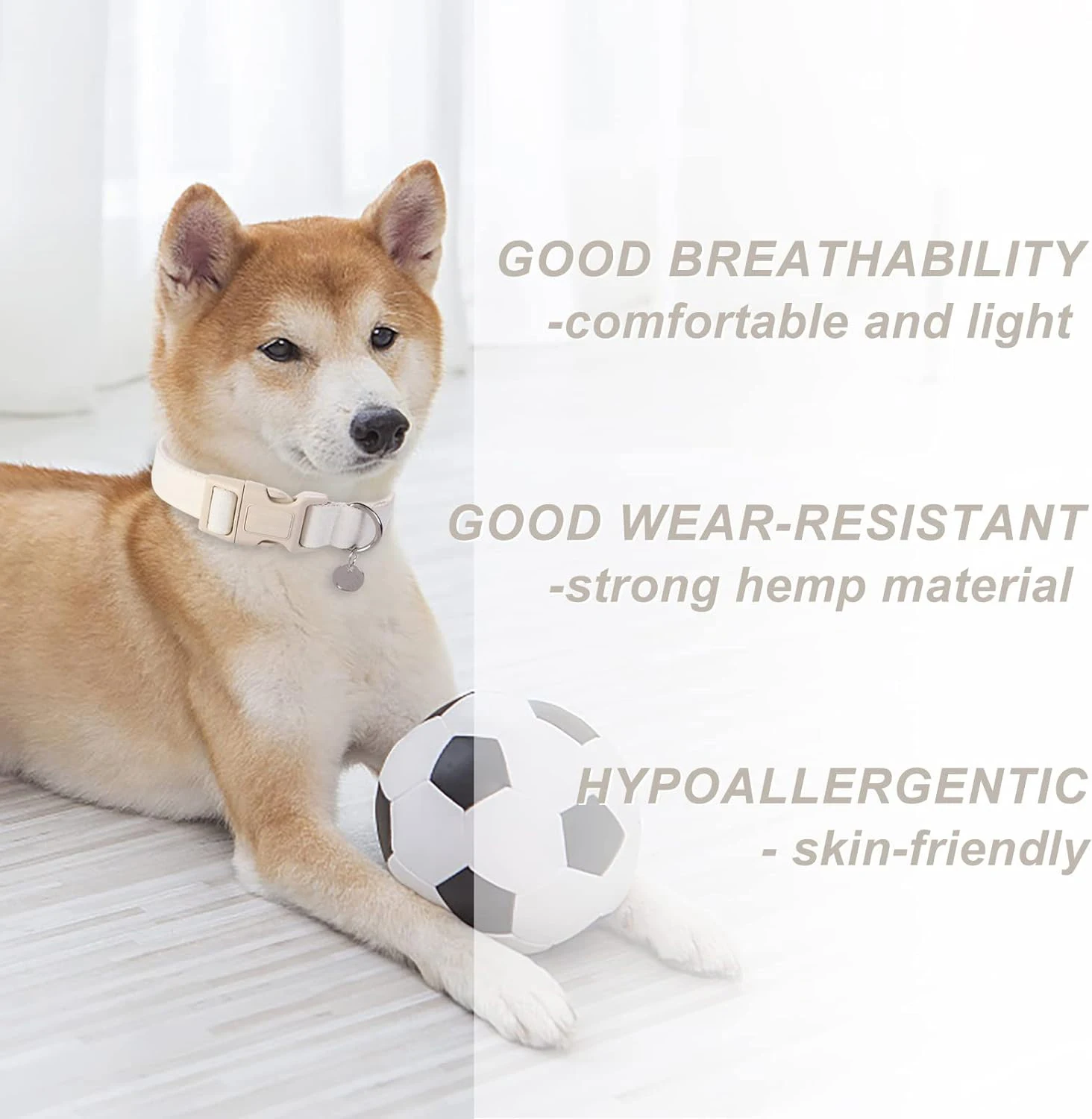 Blank pure Eco-friendly hemp material pet collars custom brand logo matching luxury buckle and leash set