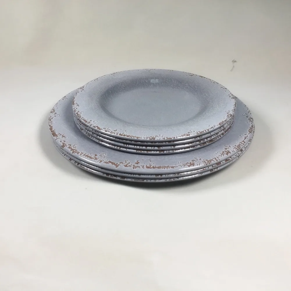 
Competitive Price 11 inch Grey Color Ice Cracked Melamine Plate in Stock 