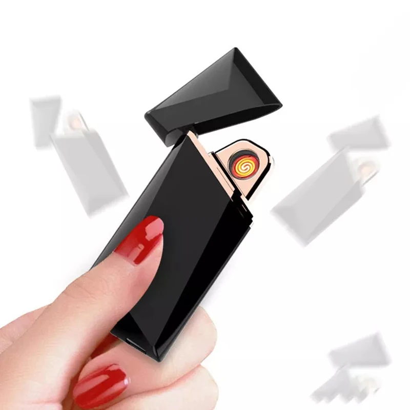 Electric Heating Wire Lighter, Smart Gravity Sensor Shake Cigarette Lighter USB Rechargable Windproof Flameless USB Lighter