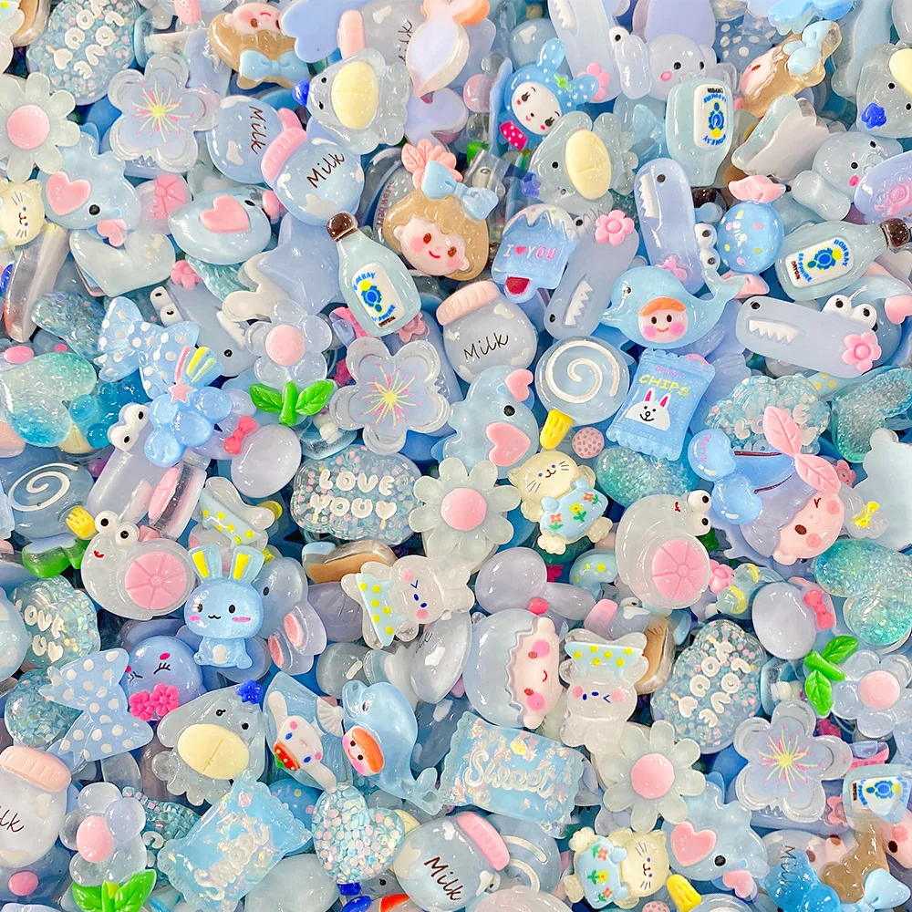2024 new products Popular Kawaii DIY Flat Back Resin Charm Mixed Style Bulk Resin cartoon transparent color mixed DIY cream