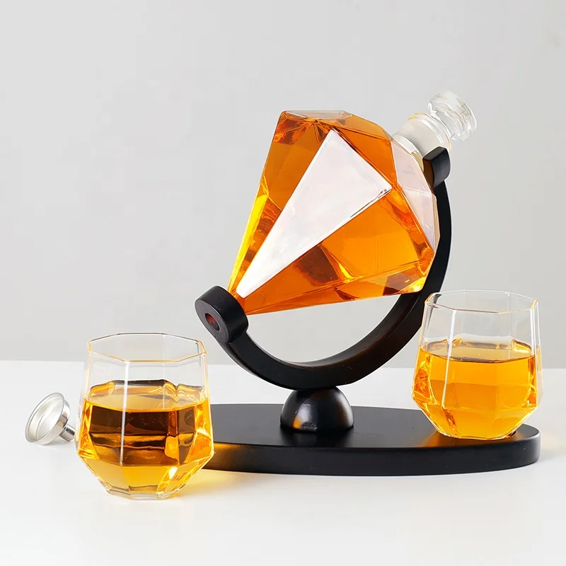 
whisky wine bottle High borosilicate glass bottle 850ml diamond glass cup Custom LOGO 