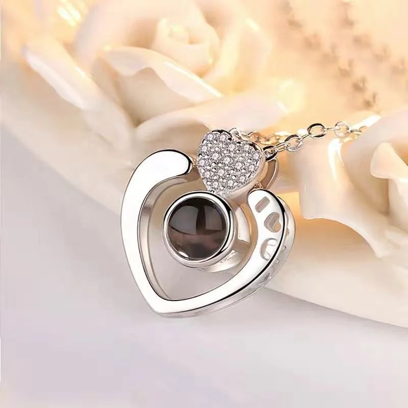 
Dropshipping 100 Languages Necklace I Love You Necklace Silver Necklace Love Forever Gift for Women 