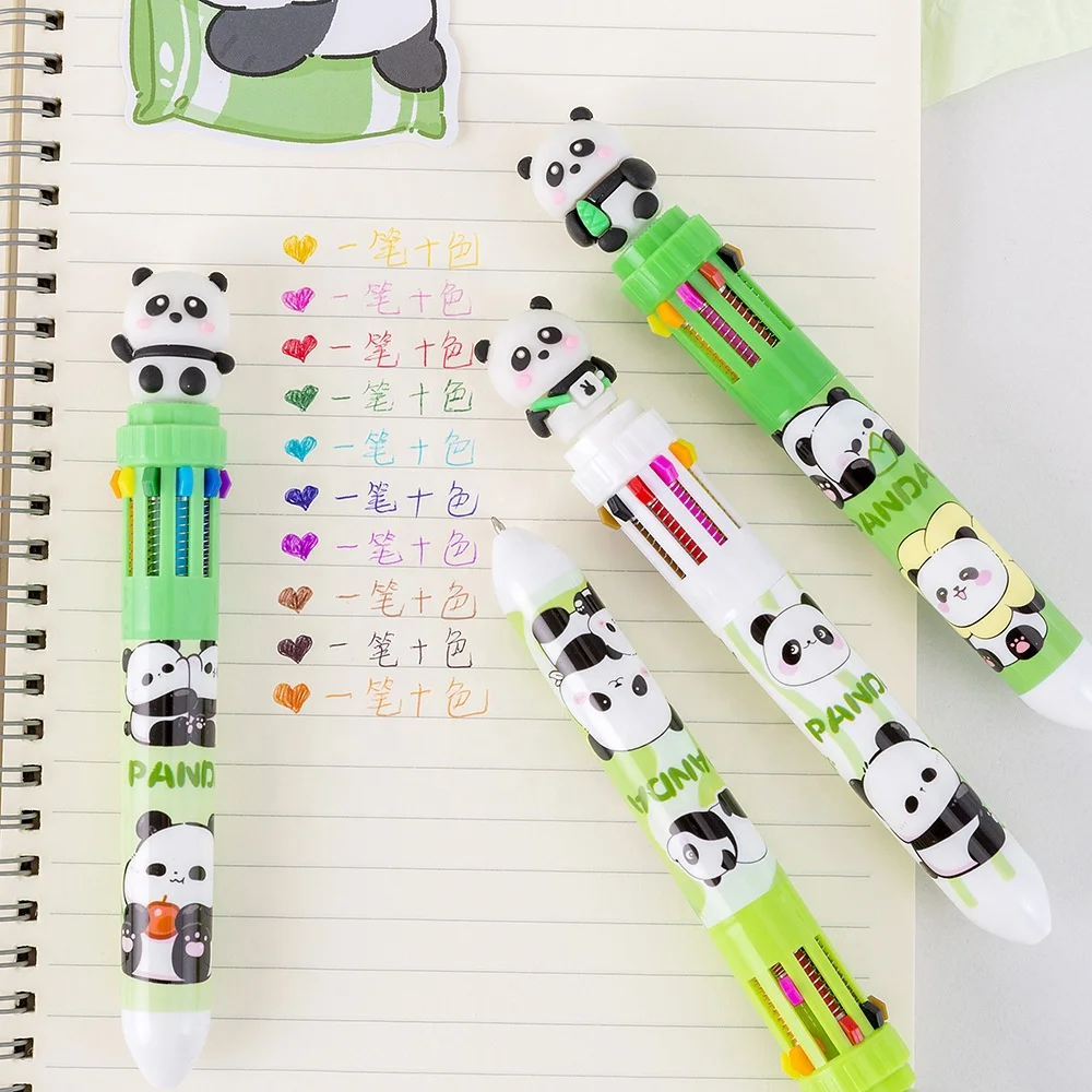Promotional school gifts kids cartoon cute10 color ballpoint pens panda