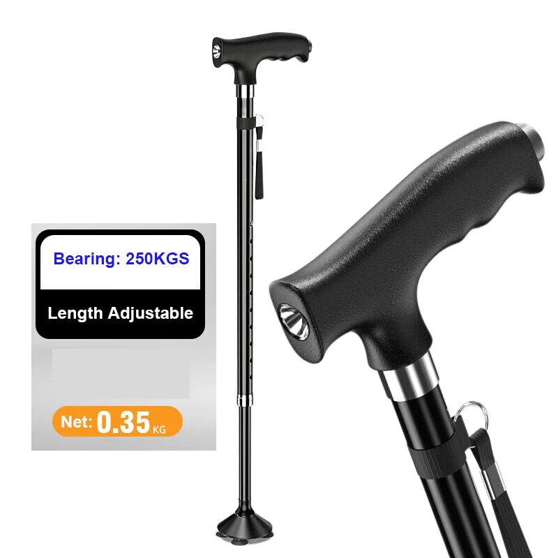 LARIBON elder crutch aluminum walking stick with flashlight handle lamp grip walking stuff