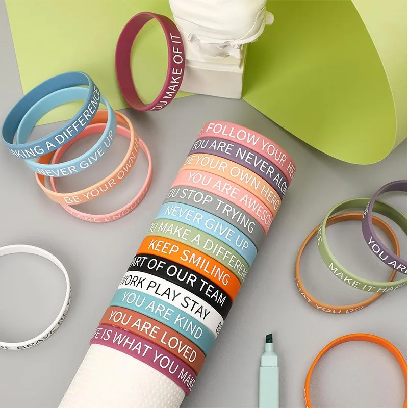 Motivational Quote Love Powder Assorted Colors Silicone Wristbands