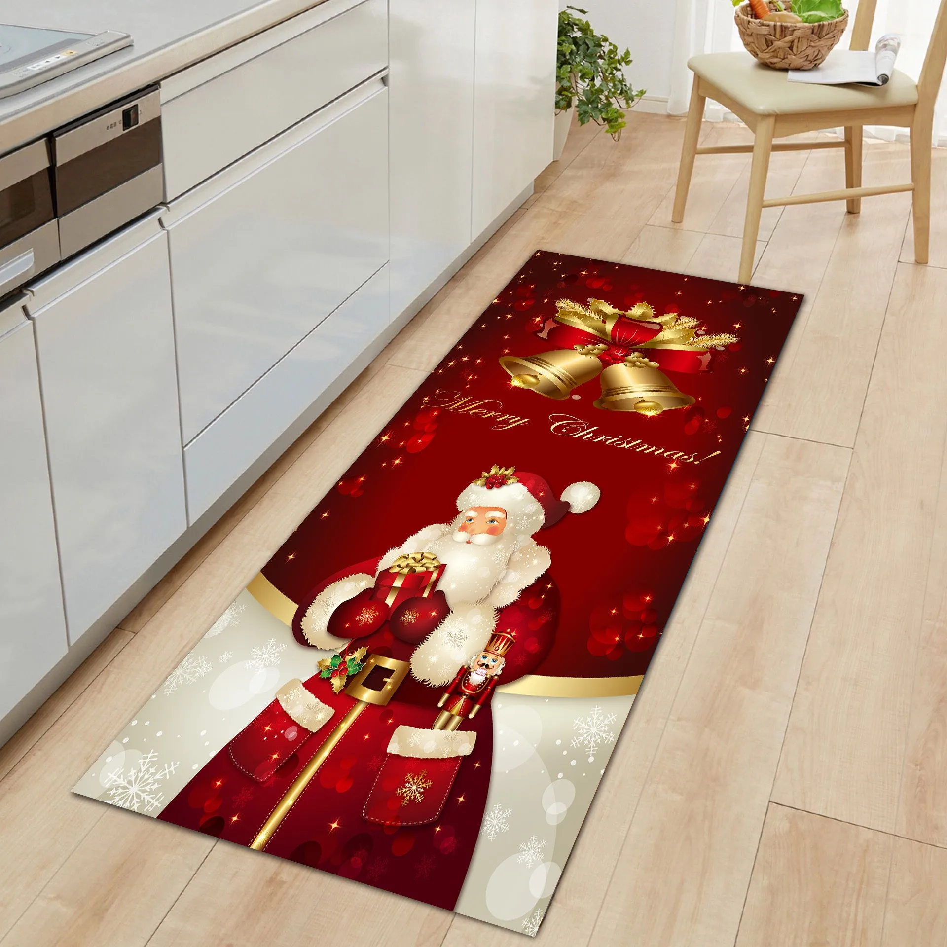 3d Printed Personalized Fast Dry  Comport Christmas Cushioned  2pc Kitchen Floor Mat Mix