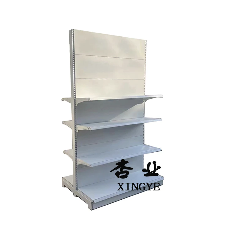 Single Side Merchandising shelves grocery items food supermarket shelves