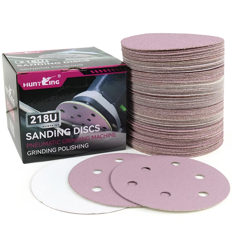 HuntKing 218U Sandpaper P60 Purple Ceramic Sanding Disc 150mm 6 Inch Hook And Loop Sanding Paper Abrasive Discs For Automotive