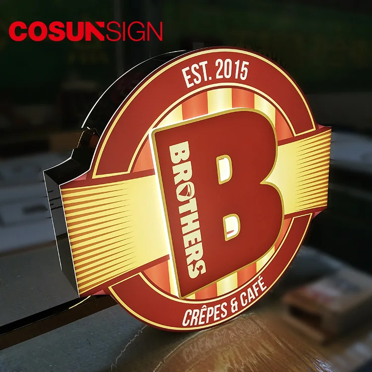 Cosun акриловый лайтбокс круглые двусторонние знаки металлическая основа блистер светодиодный Лайтбокс