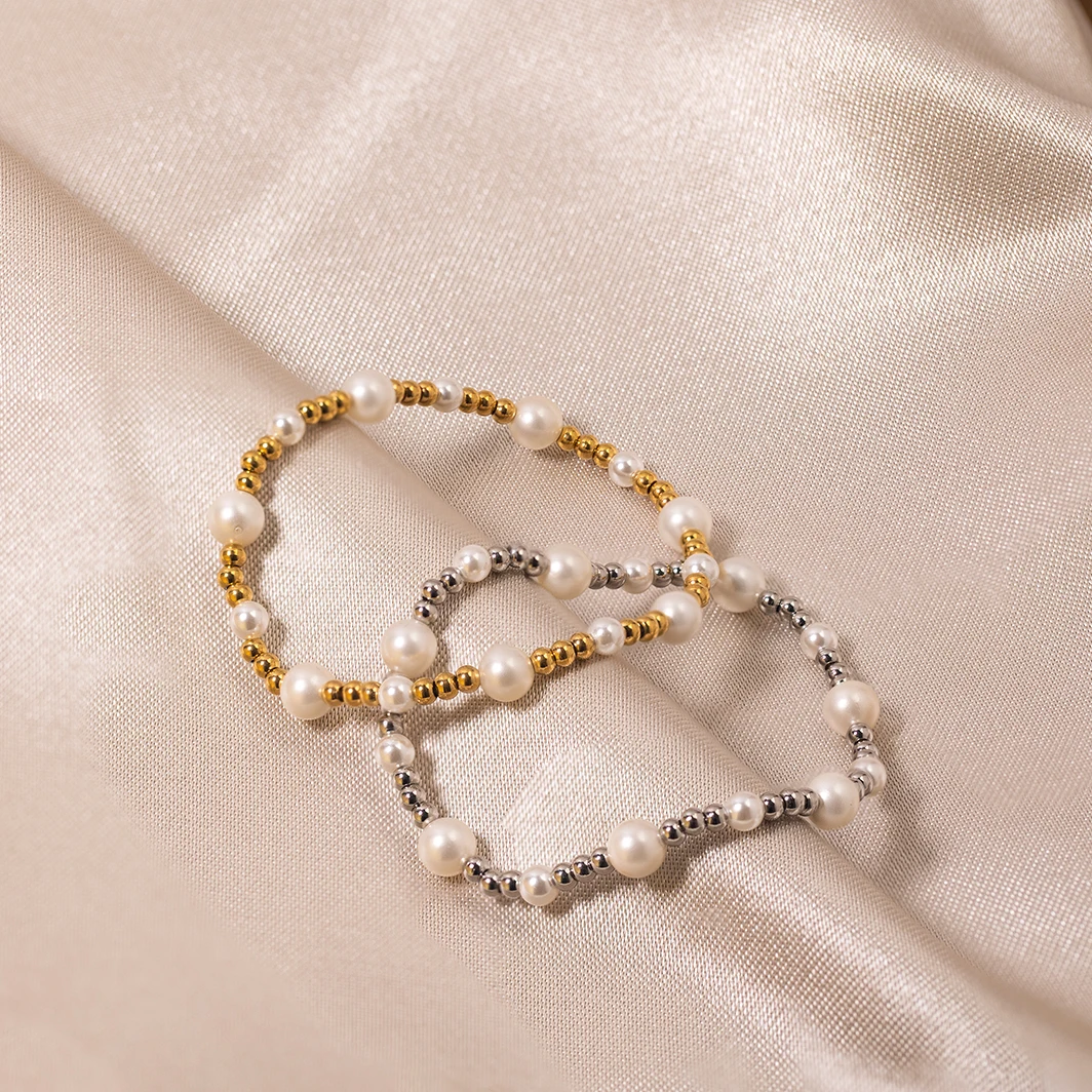 Powell Fashion Handmade Custom Bead Bracelet Jewelry Shell Pearl Bead Stretch Bracelets