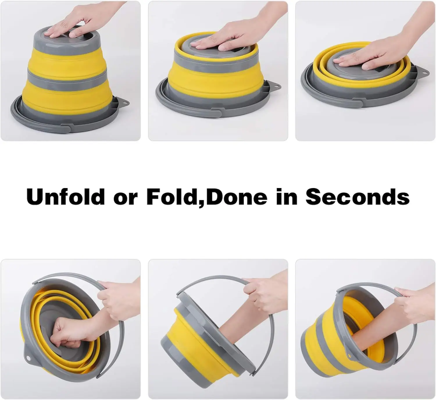 Collapsible Bucket 10L 2.6 Gallon Cleaning Bucket Mop Bucket Grey