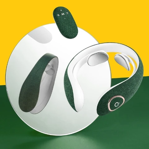 Powerful Wireless Mini Electric EMS Neck Massager Intelligent Remote Control Heating Electronic  Neck Massager