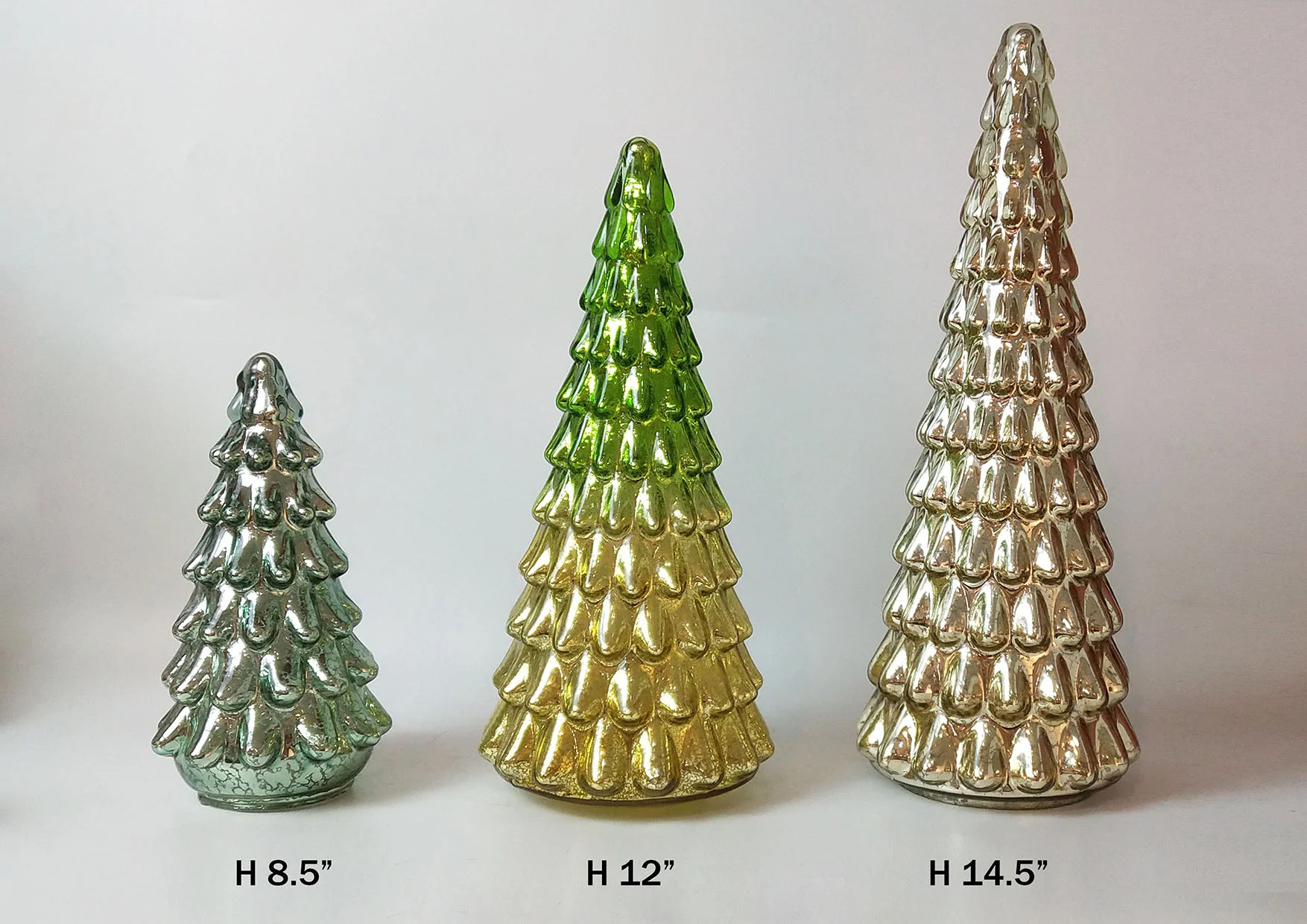 Handmade table decoration glass Christmas tree shaped light led glass tree with 3 sizes