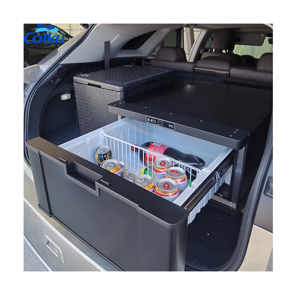 DC-40DR Big Capacity Car Fridge Freezer 12V 24V Dc Compressor Built-in Type Drawer Refrigerator Car Home Dual Use