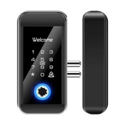 Mobile APP Office Access Lock Fingerprint Frameless Fingerprint  Glass Door Lock