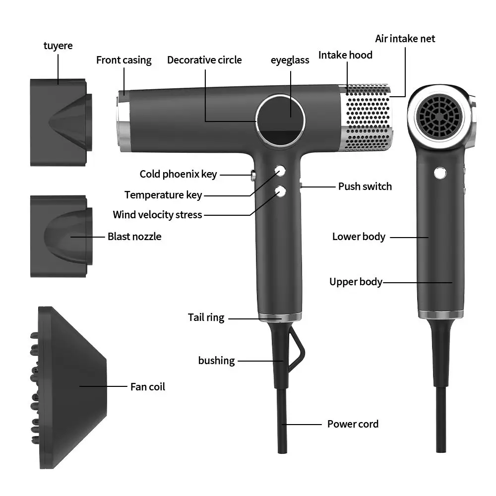 110,000 Rpm High Speed Hair Dryer Quick Dry Salon Lightweight Design 50 Million Negative Ions Hair Dryer