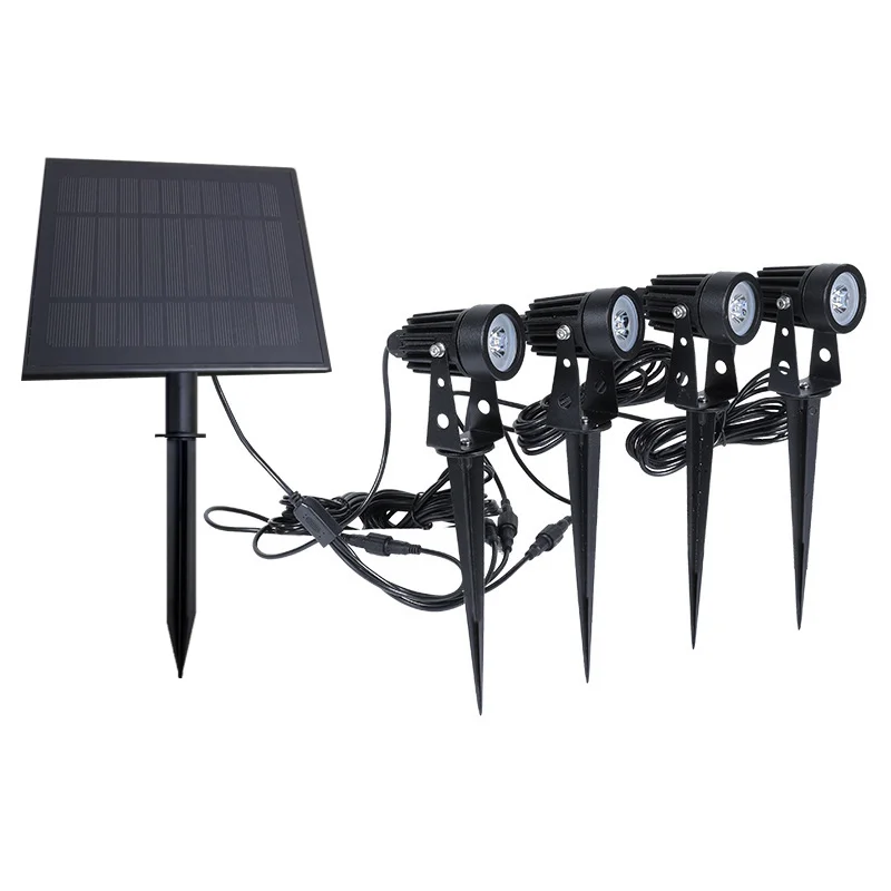 Outdoor Garden Lawn Decoration Solar Floor Lamp One Drag Four Solar Garden Tree Spot Lamp RGB Solar Garden Lamp