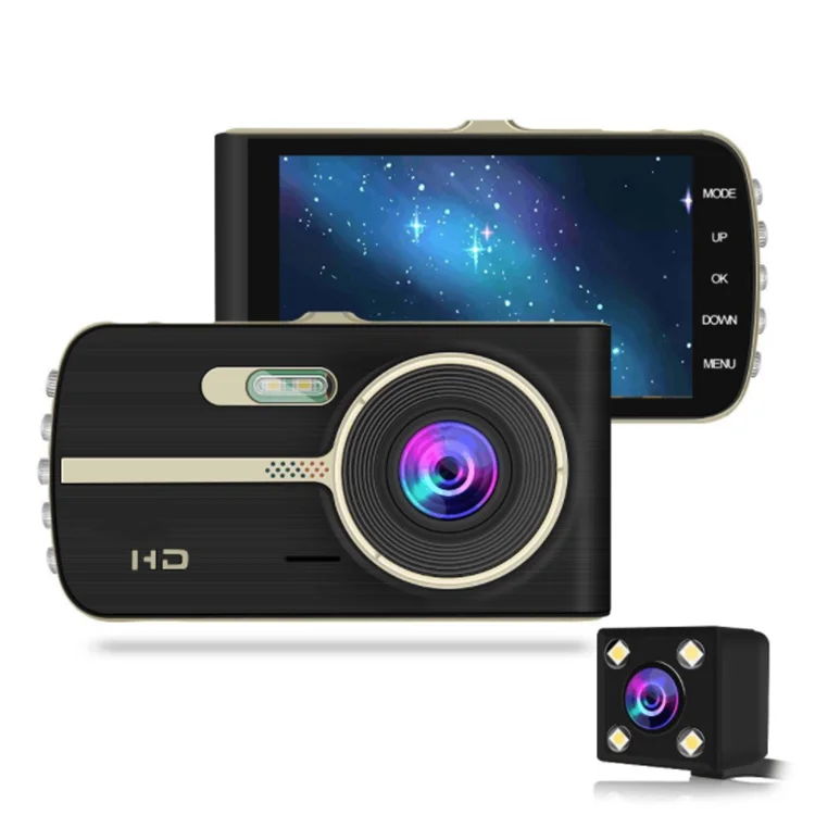 Hot selling Car Dual Dash Cam 4 inch LCD FHD 1080p Dual Lens Front and Rear DVR Video Recorder Car Camera Vehicle Blackbox