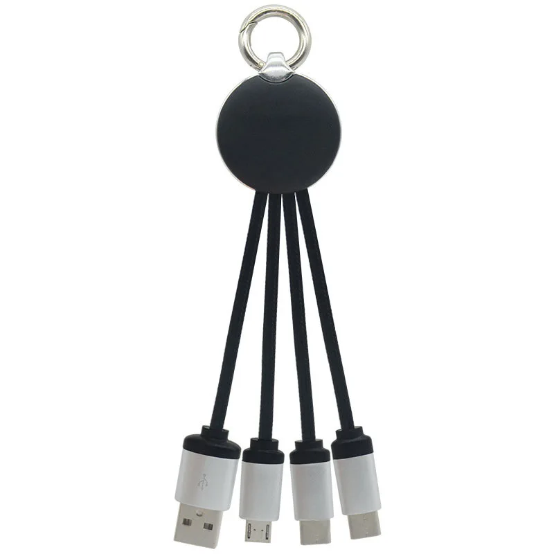 Высококачественный зарядный кабель Micro USB Type-C для смартфонов 4 в 1 USB-кабель с индивидуальным логотипом несколькими USB-портами и светодиодной