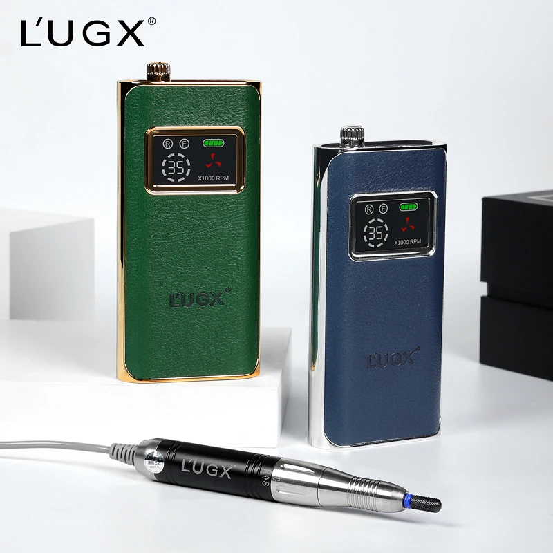 lugx OEM/ODM 2022 new model Microfiber Leather Rechargeable Portable 35000 rpm coreless Nail Drill