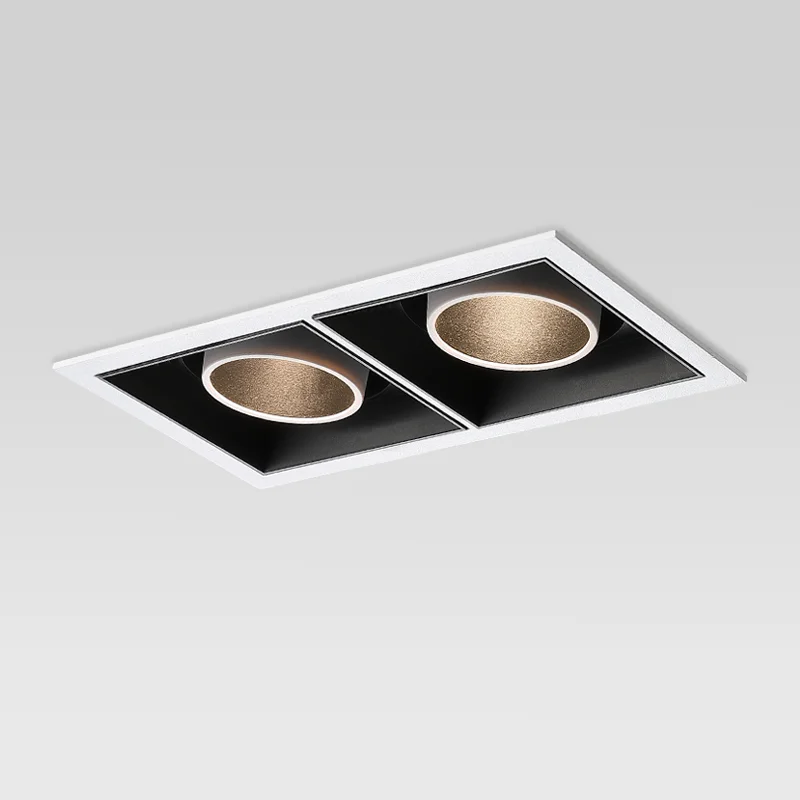 Double Head LED Downlight 2*15W LED Recessed Adjustable Spotlight Square Light Commercial Lighting COB