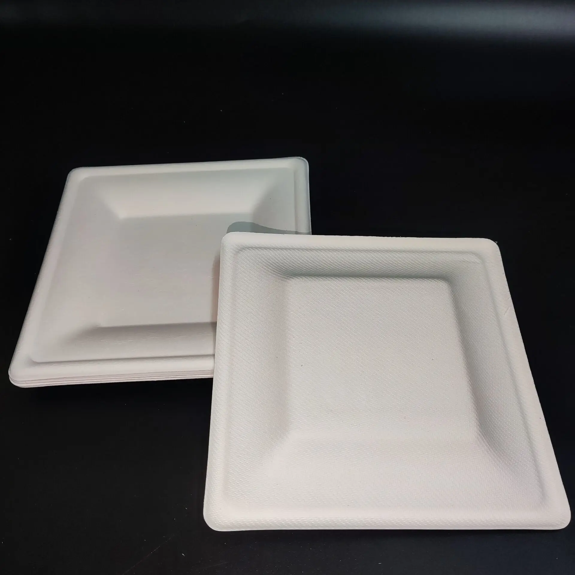 SP2437 Wholesale disposable compostable square white PLA dinner plate