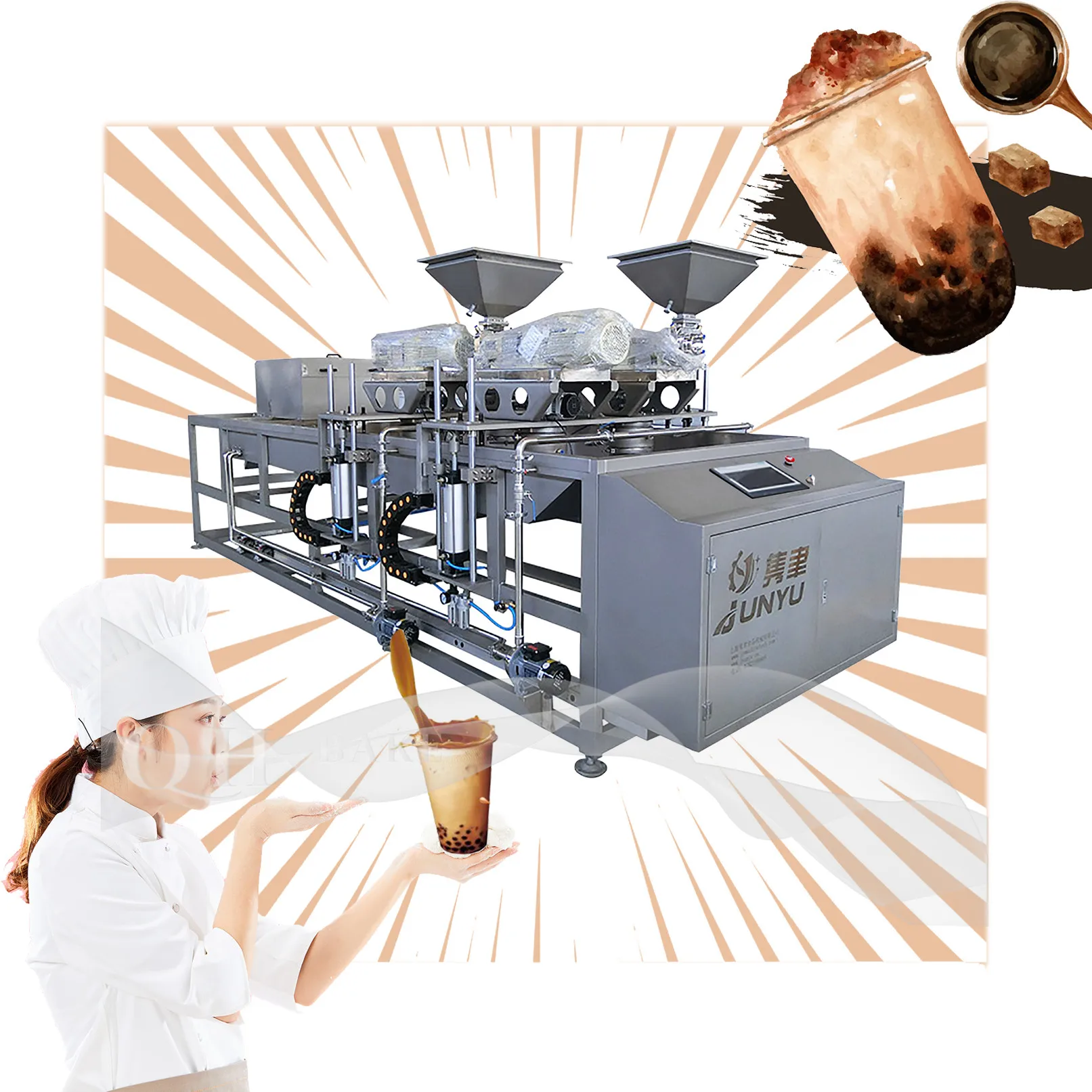 Automatic dropping popping bursting boba production line Agar crystal ball forming machine for bubble tea drinks