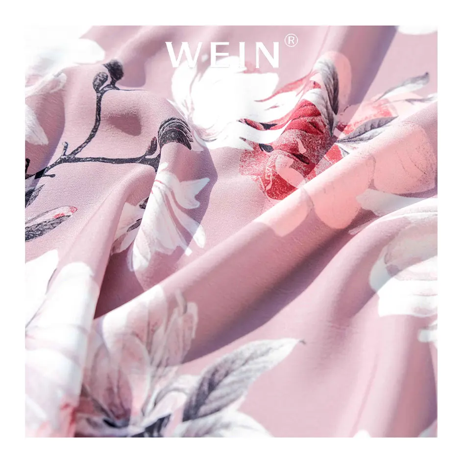 WI-B10 Polyester Koshibo Crepe Digital Custom Flowers Elegant Pink Floral Printing For Women Dress Fabric