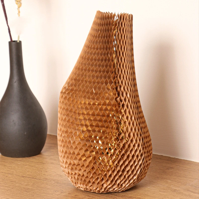 100% Recycled Protective Sleeves Packaging for Travel Airplane Wine Bottles Protector Wrap Honeycomb Paper Sleeve