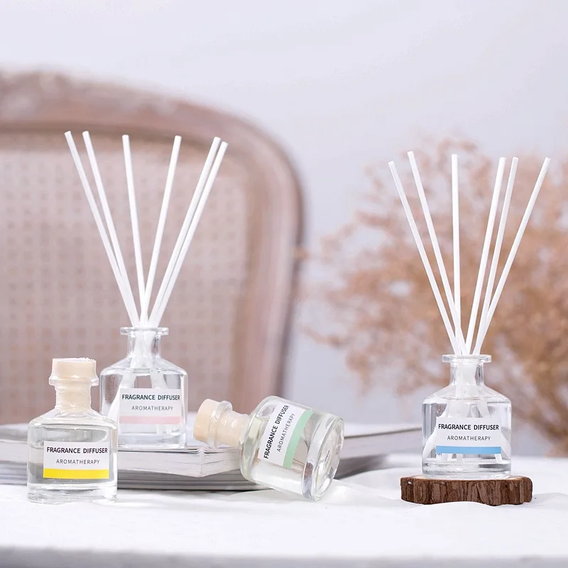 OEM 50ml wholesale custom scented essential oil reed diffuser decorate glass bottle aroma reed stick for home fragrance custom