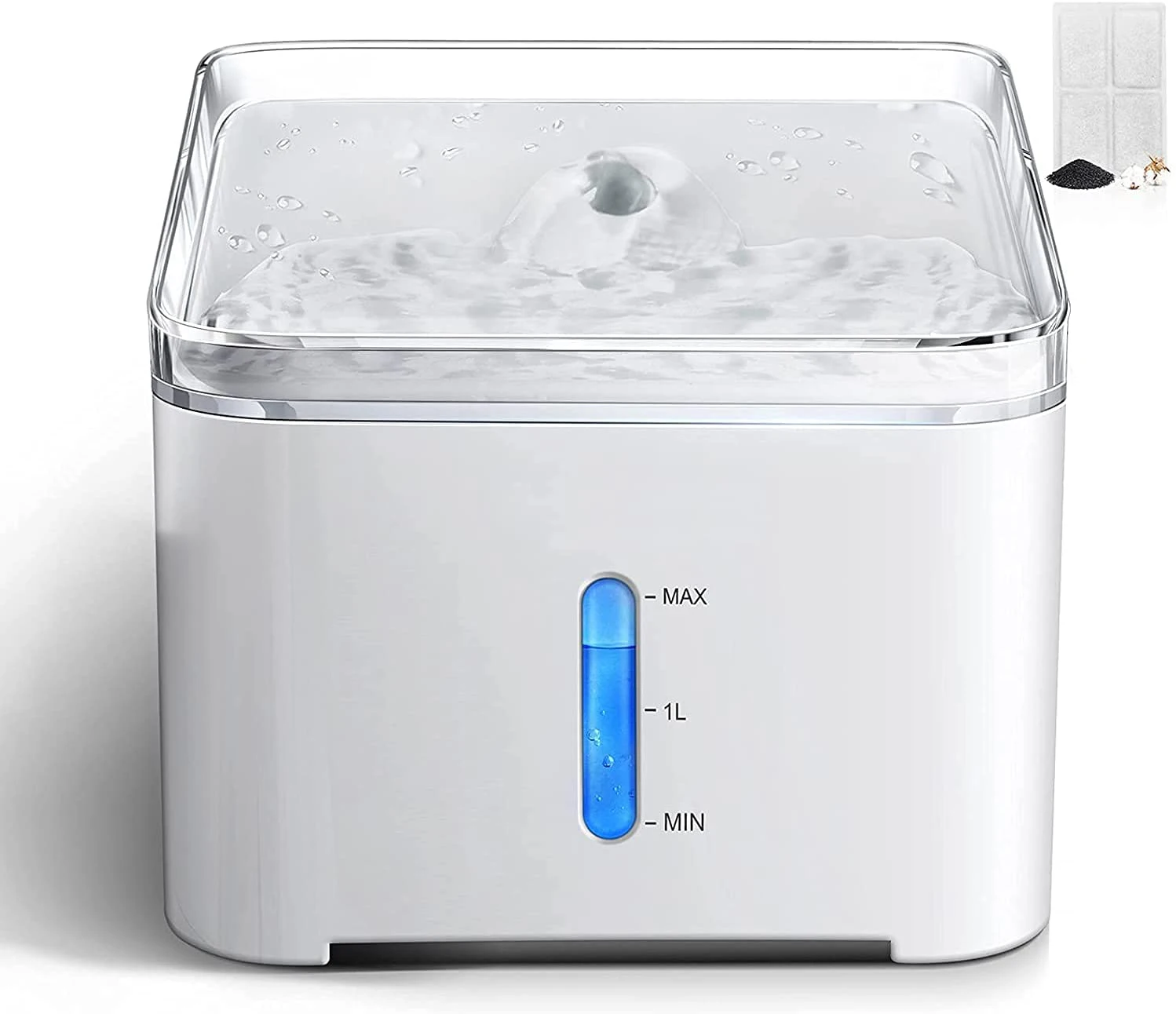 Cat Water Fountain, 2L Automatic Dog Water Dispenser Electric Water Drinking Fountain with 2 Replacement Filters & 3 Sponge Foam