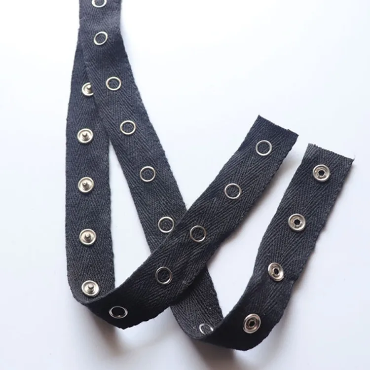 Black Cottons Metal Snap Button Tape With Prong Metal Snap Button Tape With Metal Fastener Buttons