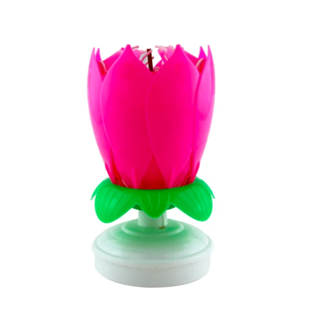 Happy Birthday Sparkle Music Flower Candles Birthday Music Candle Cake Topper lotus Cake Flower Candle