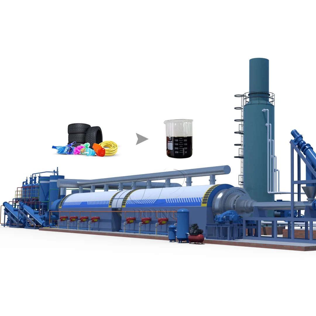 Large production line continuous pyrolysis machine Convert tire plastic to fuel oil recycling pyrolysis oven with high oil yield