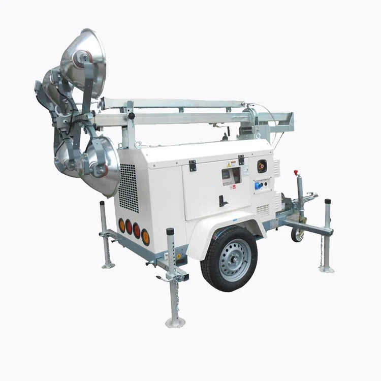 hot sale 4*1000W lamp street trailer lighting tower with generator set with weichai engine for construction