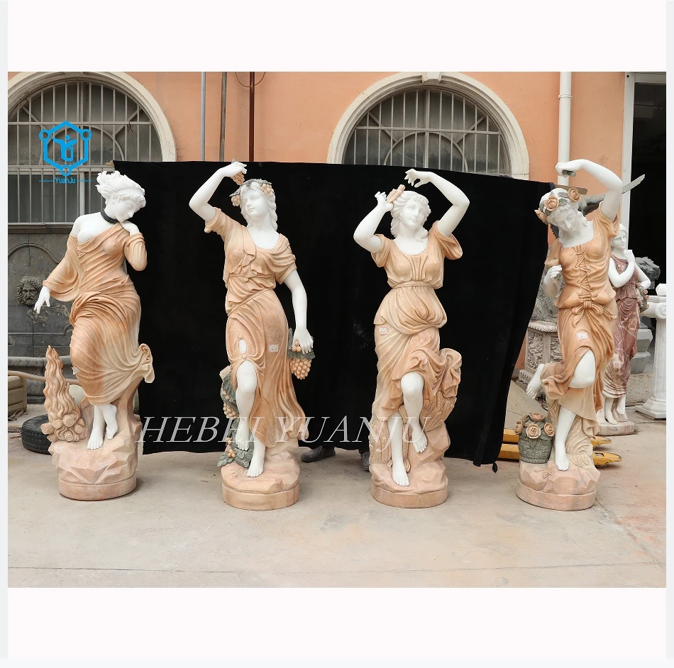 Famous Design Hand Carved Mixed White Marble Stone Statue Four Season Gods Sculpture
