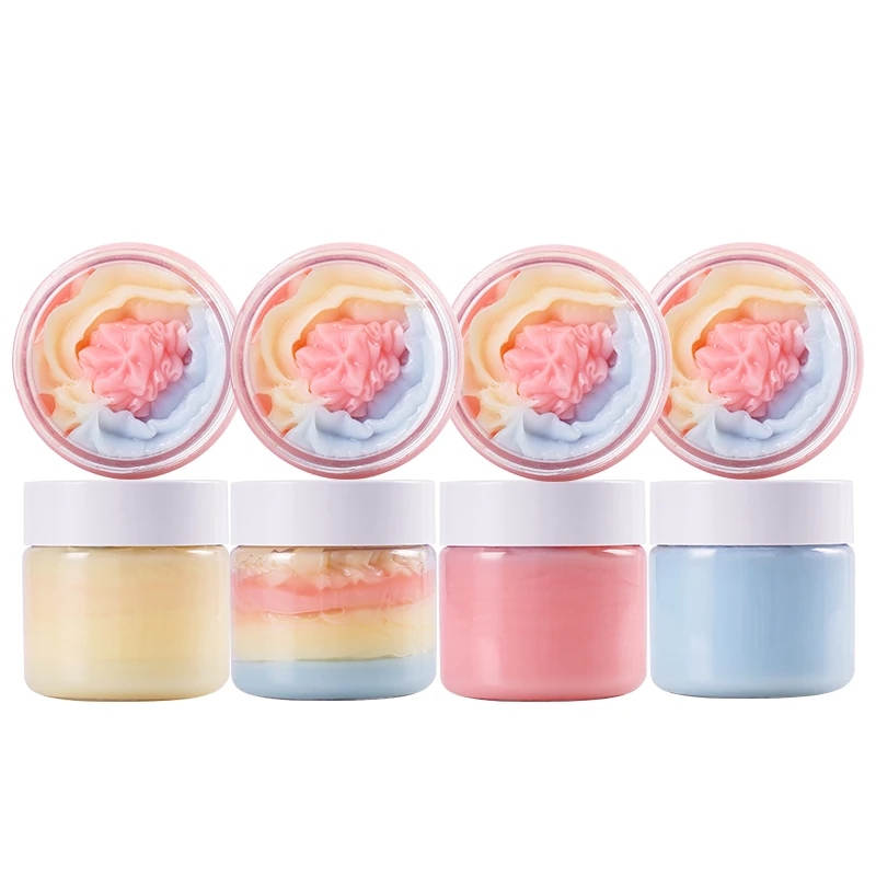 Custom Logo Natural Ice Cream Skin Care Moisturizing Organic  Rainbow Colorful Creamy Texture Coconut Oil Body Butter Cream