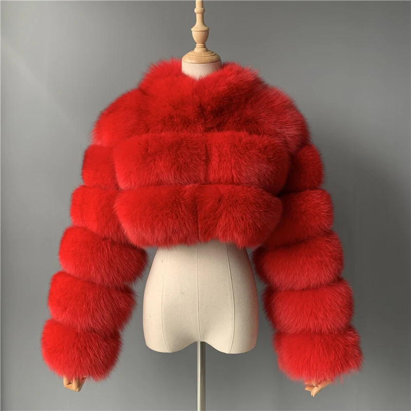 Custom Color and Size Genuine Fox Fur Jackets Sex Women Fur Jacket Coat / Real Dyed Red Fox Fur Coat Women