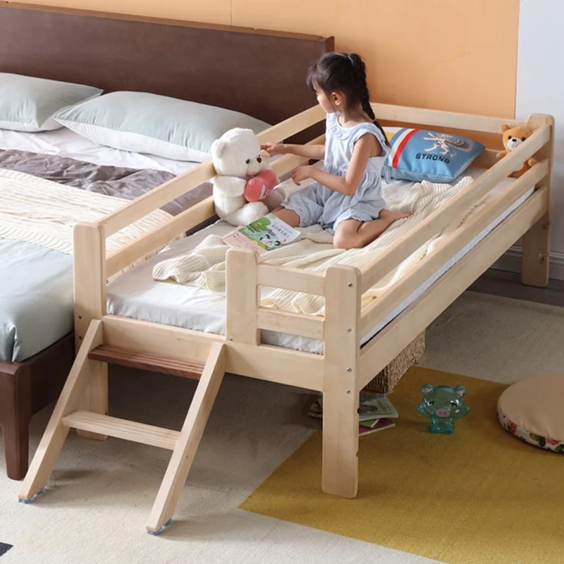 Safety Natural Simple Solid Wood Removable Guardrail Home Bedroom Preschool Furniture Toddler Bed Baby Bed Baby Crib