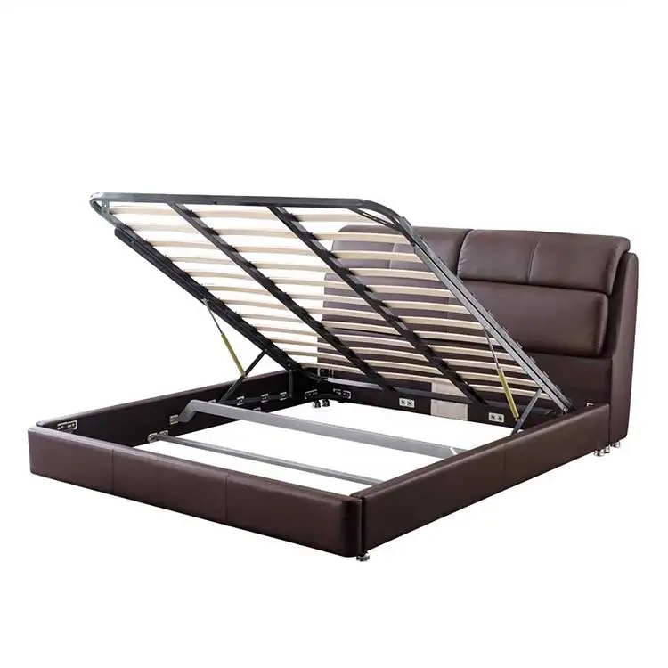 British Style OTTOMAN Folding Double size Customized Hydraulic Gas Lift iron metal bed frame