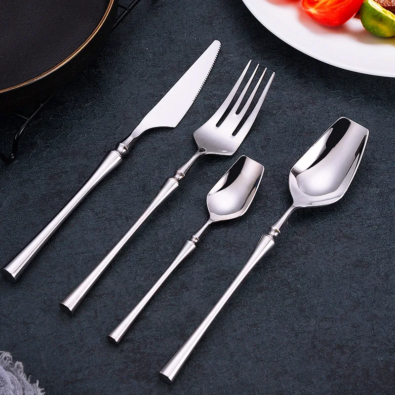 Western Golden Tableware Stainless Steel Flatware Luxury Cutlery Set Spoon Fork Knife Cubiertos