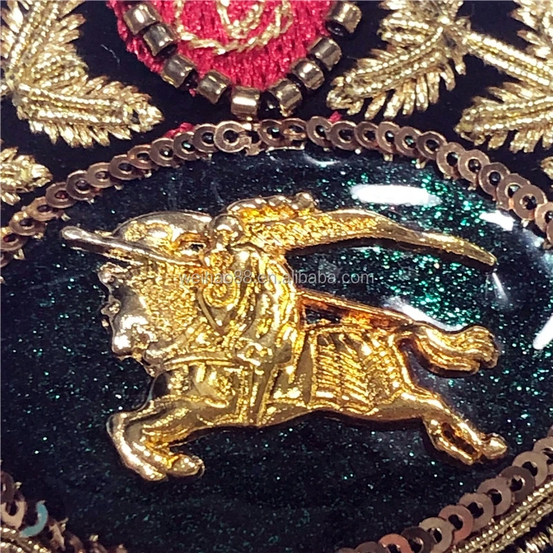 Best Quality Hand Embroidery Blazer Badge Crown embroidered patch for the hat / appliques for clothes / sequin badges