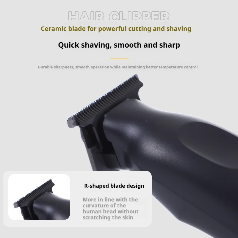 Compact Electric Pusher Hair Clippers with Oil Cutting Head Carving/Shaving Knife for Bald Head-for Household Use
